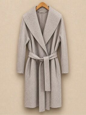 S MAX MARA Pure Virgin Wool Wrap Coat Belted Italy Gray EU40
